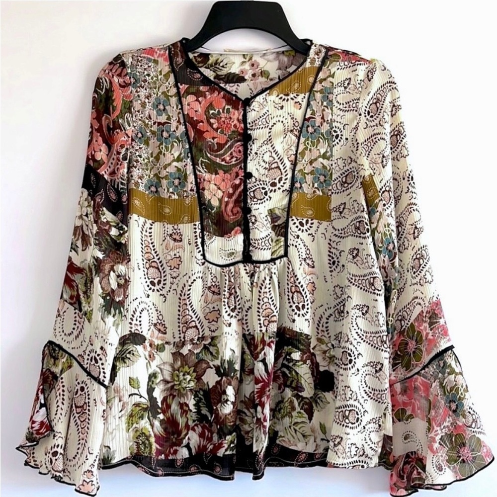 🎉HP🎉Zara z1975 denim patchwork blouse